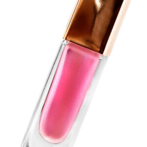 Pink shimmer lip gloss isolated on white background